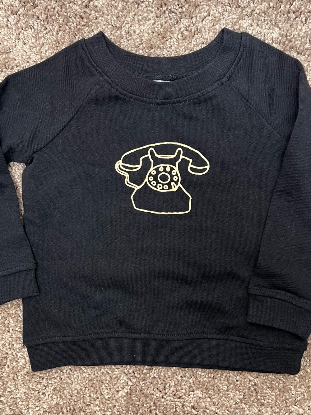 Kate Quinn Little Liam Black Sweatshirt with Retro Phone Graphic Organic Cotton